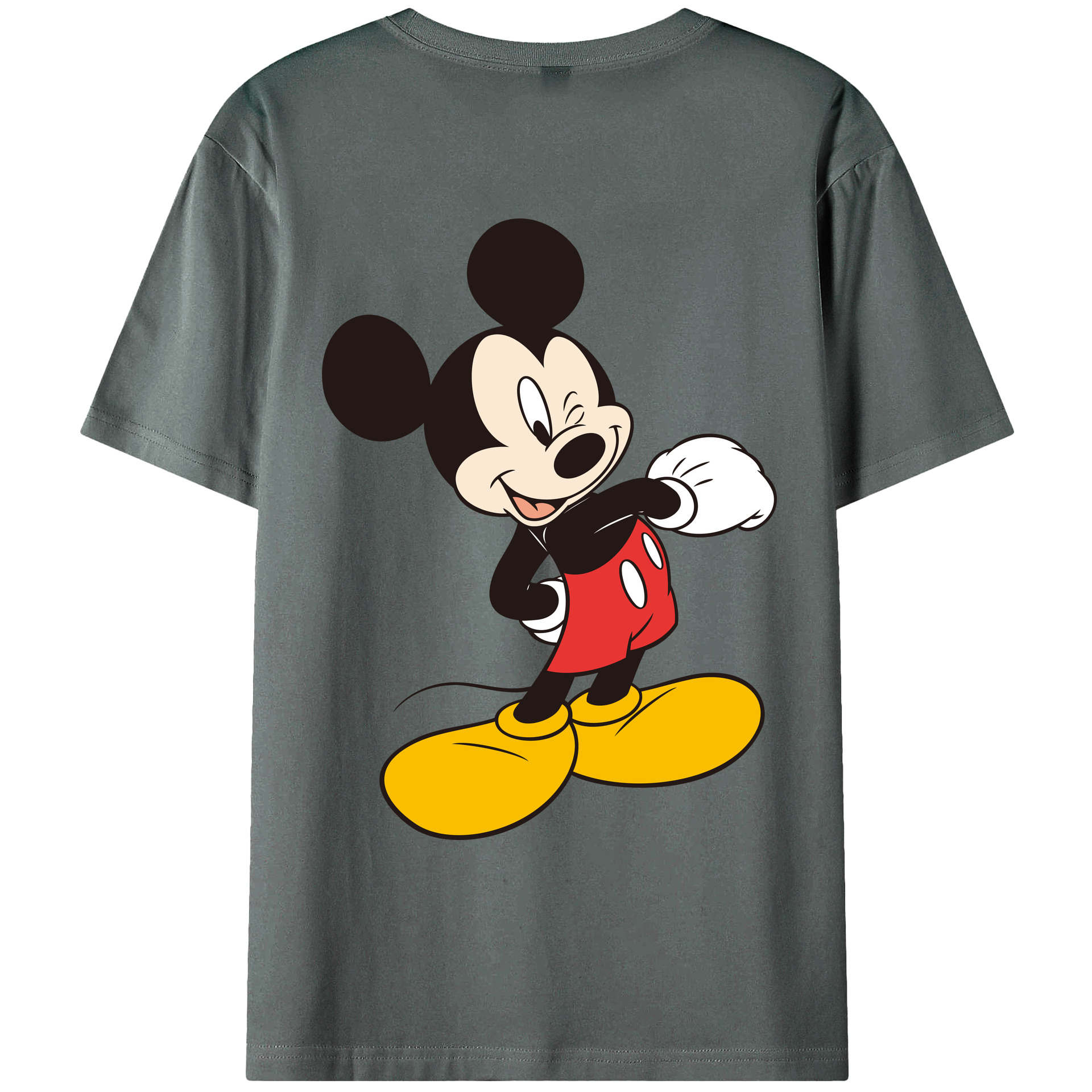 ミッキーマウス Mickey Mouse 綿100％ メンズ半袖Tシャツ（バックプリント） 通気性